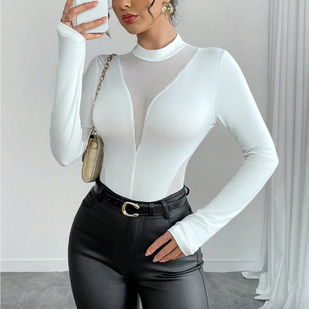 Elegant White Sheer Bodysuit